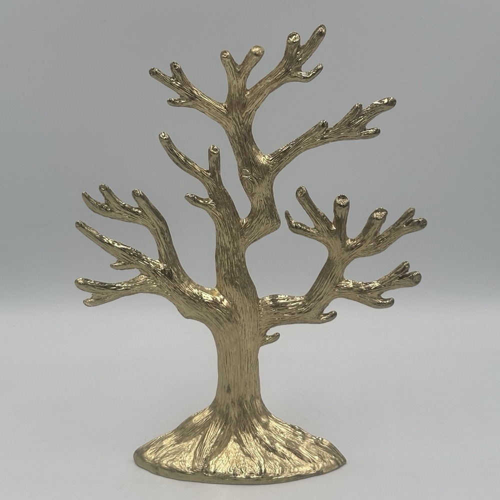 Vintage 1970's Cast Metal Gold Finish Jewelry Charms Accessory Tree BY SEARS